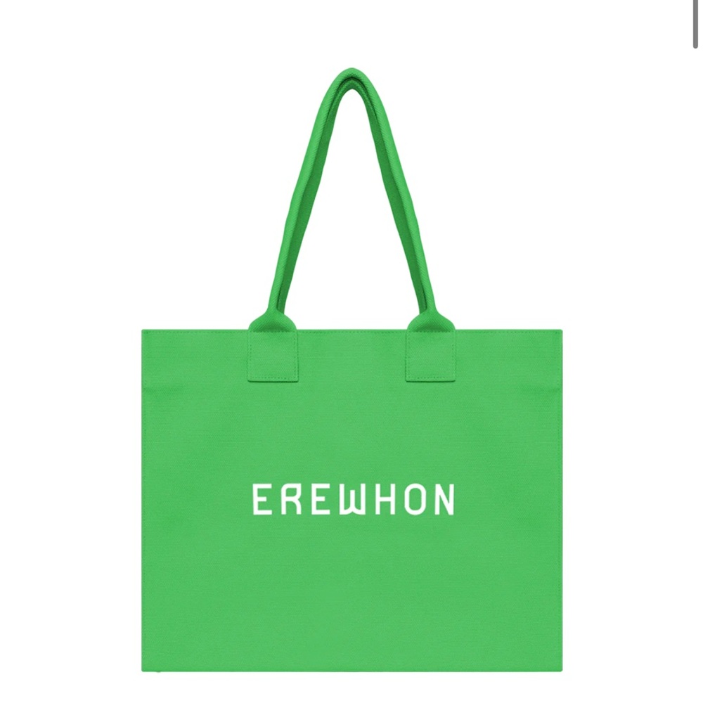 Green Erewhon Traveler 100% Organic Cotton Canvas Beach Grocery Tote Bag
